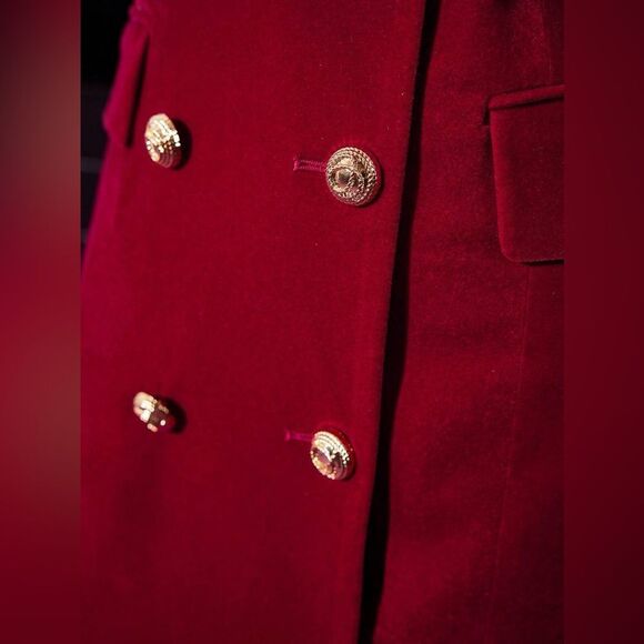 MOTF SLEEVELESS VELVET BLAZER DRESS W/OUT T Burgundy Double-Breasted Dress SZ M - Picture 14 of 14